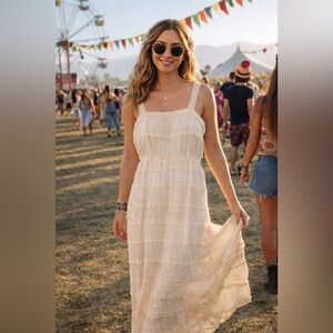 Jessica Taylor NYC Cream Lace Boho Cottagecore Maxi Dress Lined XL